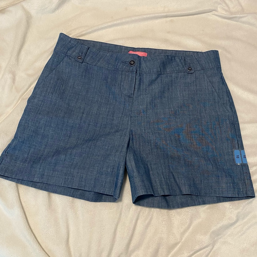 NWOT Isaac Mizrahi Blue Shorts 100% Cotton Summer Pockets Festival High Rise